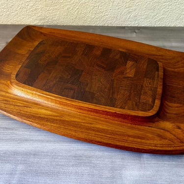 Vintage Dansk IHQ, Quistgaard Teak Serving Platter Tray, Staved board serving tray, vintage mid century danish modern cocktails hosting 