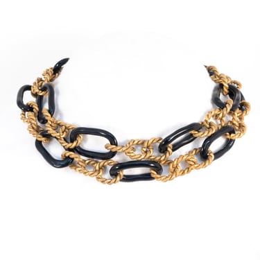 Miriam Haskell Black Loop Chain Link Necklace