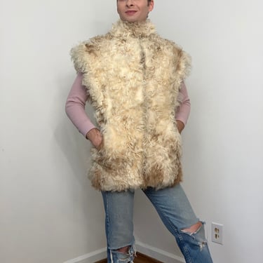 70s Curly mongolian lamb vest 