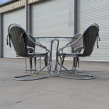 Set of Four Vintage Chrome Dining Chairs | Gastone Rinaldi | Italian | Tubular | MCM | Retro | Mid Century | Unique 