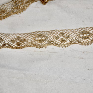 1 Yard Antique Real Metal Gold & Silver Metallic Lace Trim Scallop Edge French 3/4