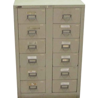 Tan Metal File Card Cabinet