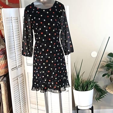 Karl Lagerfeld Paris Vintage Polka Dot Dress / Polka Dot Lining / Back Interest / Med 