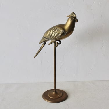 Dolbi Cashier Brass Cockatoo Parrot on Stand Vintage Hollywood Regency 