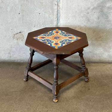 Spanish Revival Wood Side Table Hispano Moresque Tile Co of Los Angeles Calif