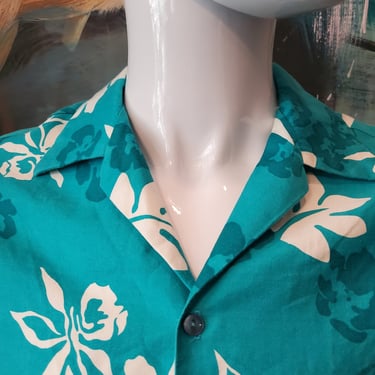 Vintage Hawaiian Shirt, Blue Hawaiian Shirt, Vintage Patterned Shirt, Hawaiian Shirt, Vintage Menswear, Vacation Wear for Men 