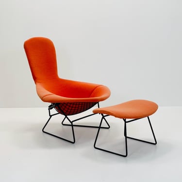 Bird Armchair & Ottoman by Harry Bertoia for Knoll International, 1970s 