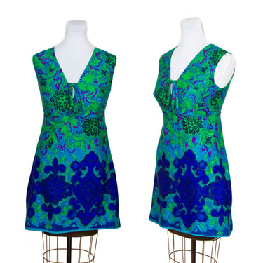 1960s Dress ~ Hawaiian Tropicana Psychedelic Mini Dress 