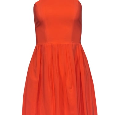 Amanda Uprichard - Neon Coral Silk Fit & Flare Dress Sz S