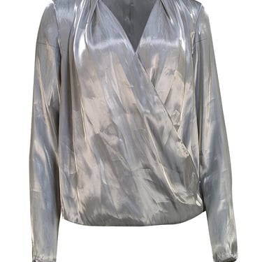 Lapointe - Silver Metallic Organza Wrap Blouse Sz 4