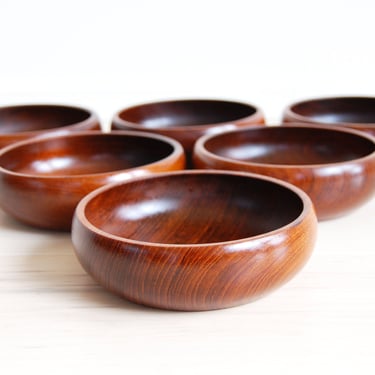 Set of 6 Danish Modern Solid Teak Bowls ESA Denmark 