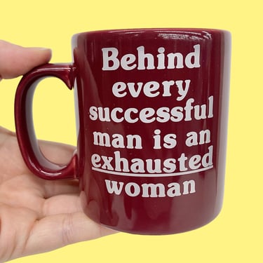 Vintage Staffordshire Kiln Craft Mug Retro 1970s Mid Century Moden + Behind Every Successful Man is an Exhausted Woman + Ceramic Coffee Mug 