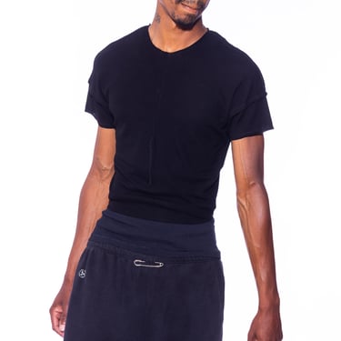 OPEN SEAM MINI TEE IN BLACK RIB