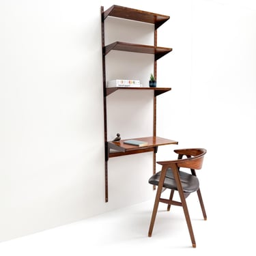 Kai Kristiansen Rosewood Wall Shelving Unit with Desk Shelves 