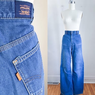 Vintage 1970s Orange Tab Levis Bell Bottom Jeans / 29