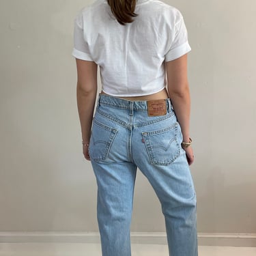 80s Levi's 505 high waisted dad light wash faded Levis zipper fly jeans size 8  32 x 31