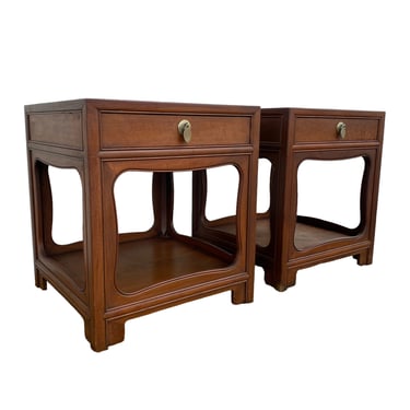 Set of 2 Chinoiserie End Tables by Baker Furniture FREE SHIPPING 1960s MidCentury Asian Solid Wood Nightstands Designed by Michael Taylor 