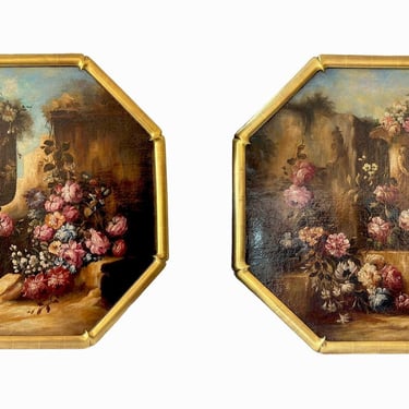 Pair of Late 18th Century Italian Still Life Oil on Canvas