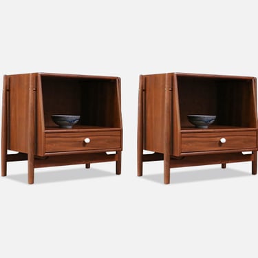 Kipp Stewart \u201dDeclaration\u201d Floating Walnut Night Stands for Drexel