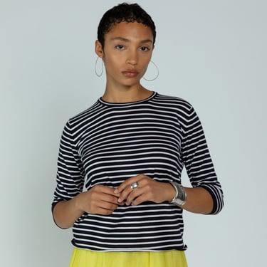 MJ Watson Navy/White Cotton Narrow Stripe Top