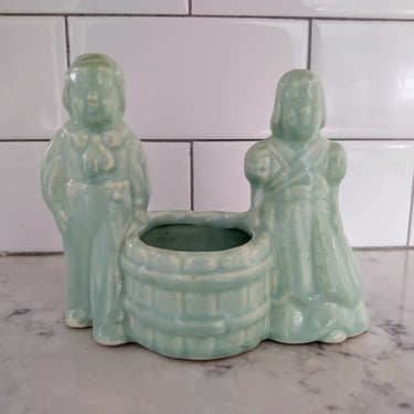 1950's Vintage Small Indoor Planter Jack and Jill Dutch Boy and Girl 