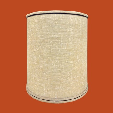 Vintage Lamp Shade Retro 1960s Mid Century Modern + Large Size + Barrel Shape + Textured Burlap Fabric + Brown Trim + MCM Home Decor 