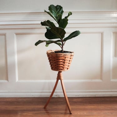 Vintage Wicker and Wood Plant stand 