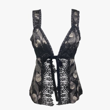 Anna Sui Beardsley Satin Lace Trimmed Camisole - Black Multi