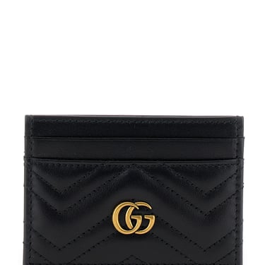 Gucci Women Black Card-Holder With Gg Logo In Matelassé Leather Woman