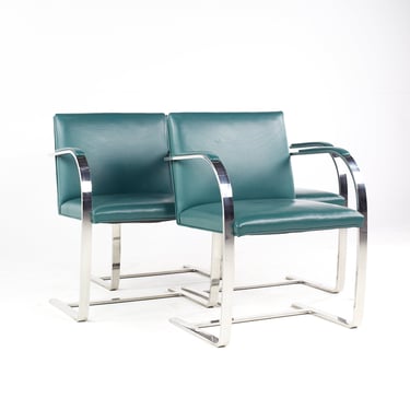 BRNO Mid Century Flat Bar Leather Chairs - Set of 4 - mcm 