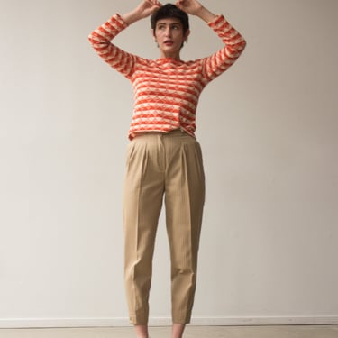 1970s French Striped Khaki Trousers 