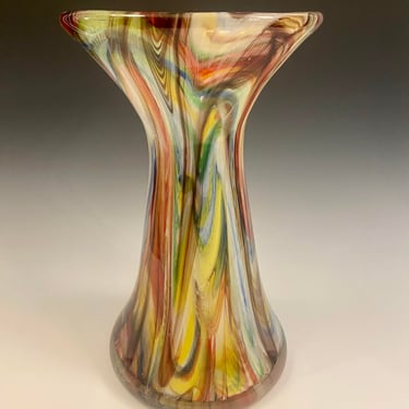 Multi-Colored Hand-Blown Art Glass Vase, Unknown 