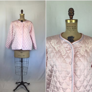 Vintage 60s bed jacket | Vintage pink quilted bed jacket | 1950s Appel lingerie bed coat 