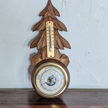 Unique Vintage German Wooden Tree Weather Station 