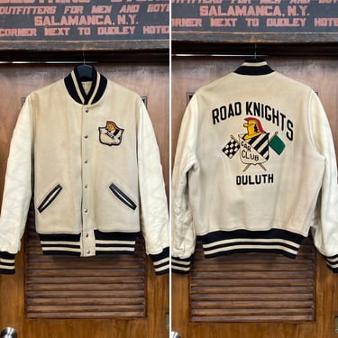 Vintage 1950’s Original “Road Knights” Car Club Hot Rod Varsity Rockabilly Jacket, Embroidered, 50’s Vintage Clothing 