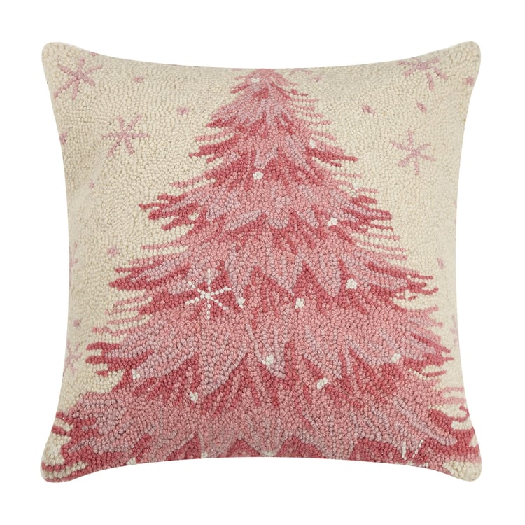 Pink Christmas Tree Hook Pillow