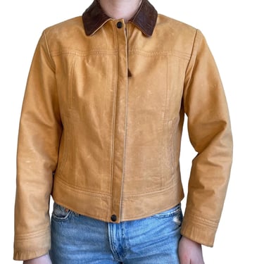 Vintage Lone Pine Womens Brown Leather Full Zip Western Lumberjack Plaid Jacket 