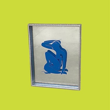 Vintage Matisse Screenprint 1980s Retro Size 11x14 Contemporary + Blue Nude 3 + Mirror Back + Metal Box Frame + Modern Wall Art + French Art 