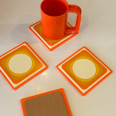 101417965 - Vintage Tile Coasters Orange Friday - VB - GLAM - DECOR