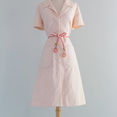 Darling 1960's Mod Day Dress With Pockets and Belt / ML