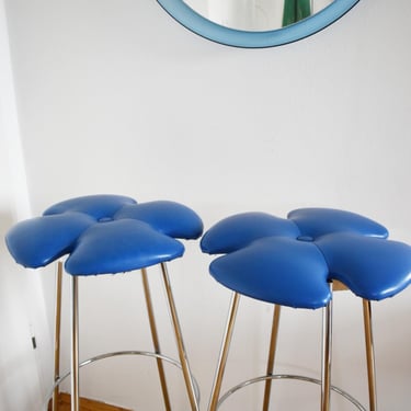 One of two Effezeta Bar Stool/ Pop Art Blue Chair/ Mid Century Modern Stool/ MCM Italy Design/ Italy from70's/ Space Age Bar Chair/MCM Stool 