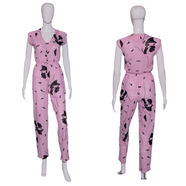 1980's Pink New Wave Abstract Jumpsuit - Size S