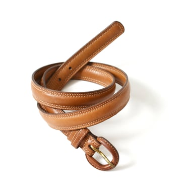 vintage thin brown leather belt 