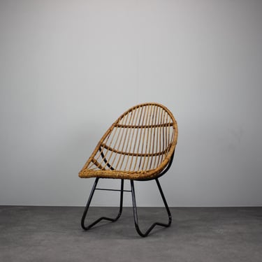 Rattan Lounge Chair by Uluv for Alan Fuchs, Czechoslovakia, 1960s 