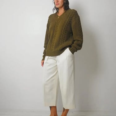 Olive Cotton Cableknit sweater