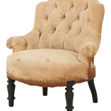 Antique Tufted Unupholstered Chair