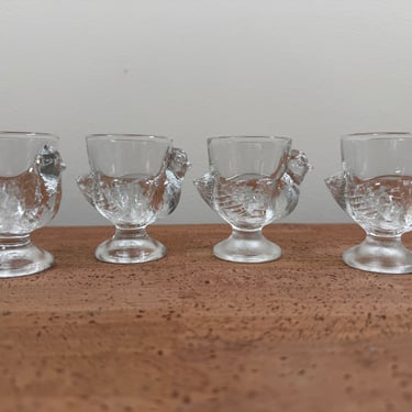Vintage Arcoroc Chick Chicken Cups | Clear Glass | France 