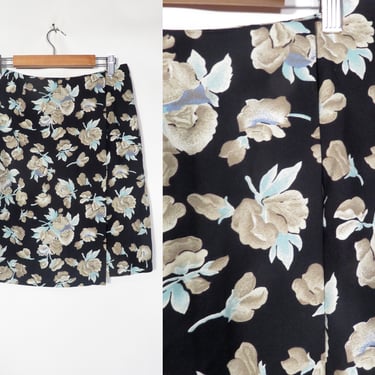 Vintage 90s Floral Mini Skirt Made In USA Size S 28 Waist 