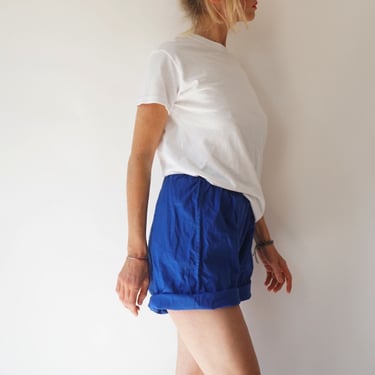 Vintage 26-30 Waist Elastic Indigo Leisure Cotton Shorts | 60s Made in Sweden Sportswear 