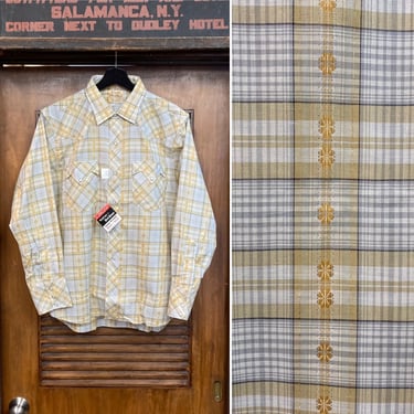 Vintage 1960’s -Deadstock- “Miller” Label Cotton Western Cowboy Workwear Rockabilly Shirt, Pearl Snap Buttons, Great Details, No 5 